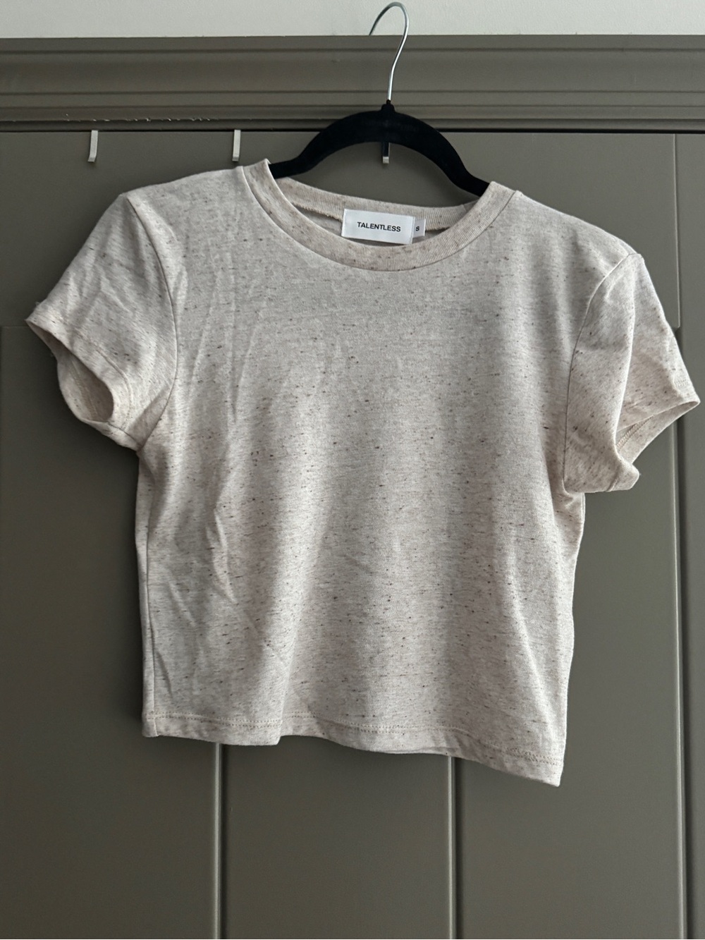 Talentless Short Sleeve Cream Speckled Tee - Size Small